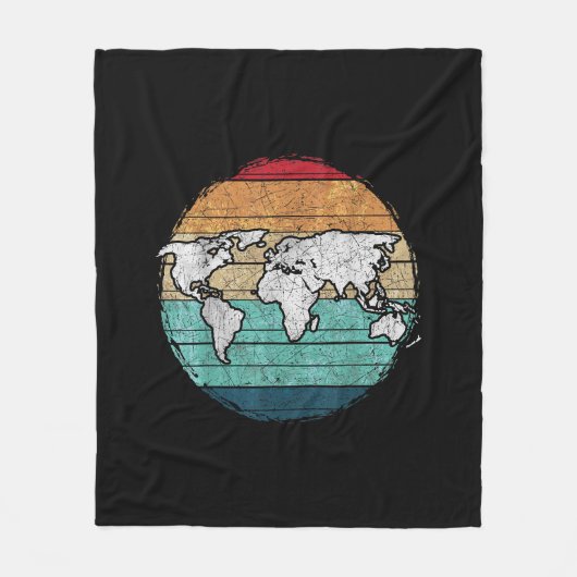 Retro-Weltkarte Fleecedecke (Vorderseite)