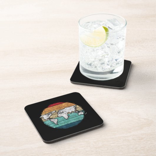Retro-Weltkarte Getränkeuntersetzer (Rechte Seite)