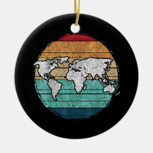 Retro-Weltkarte Keramik Ornament
