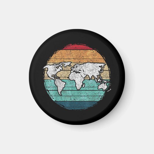 Retro-Weltkarte Magnet (Vorne)