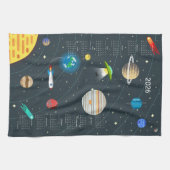Retro-Weltraum 2026-Kalender Geschirrtuch (Horizontal)