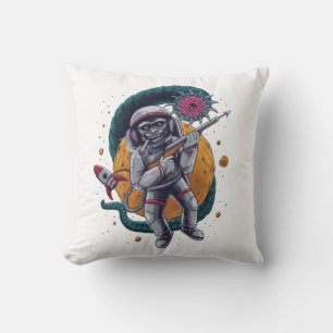 Retro-Weltraum-Astronaut-Kosmisches Wesen-Sci-Fi-A Kissen