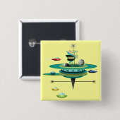 Retro Weltraum Diner Button (Vorne & Hinten)