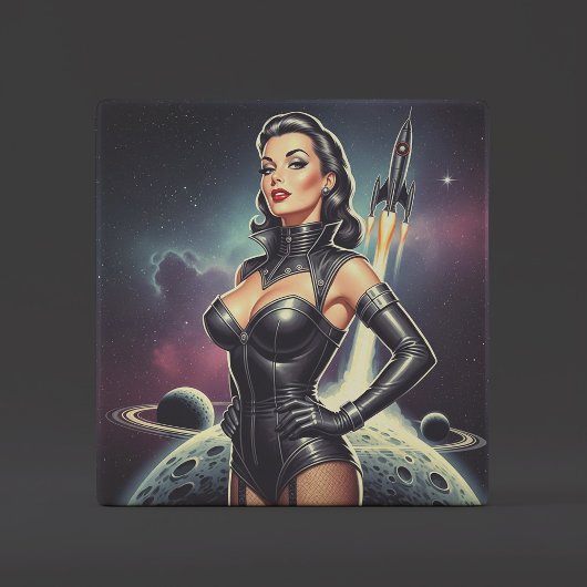 Retro-Weltraum-Pin-up Fliese