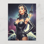 Retro-Weltraum-Pin-up Postkarte (Vorderseite)