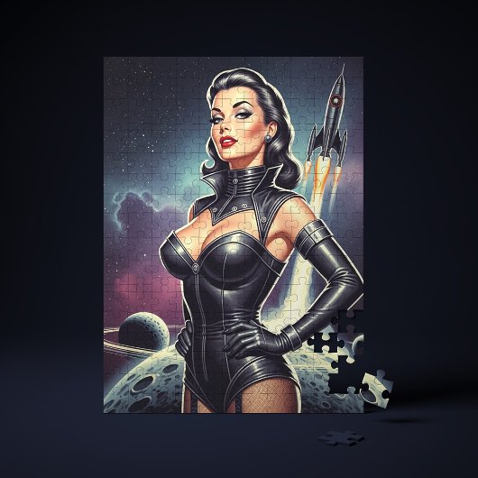 Retro-Weltraum-Pin-up Puzzle