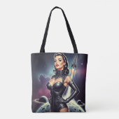 Retro-Weltraum-Pin-up Tasche (Rückseite)