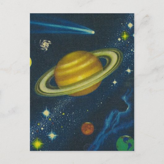 Retro-Weltraum-Postkarte Postkarte (Vorderseite)