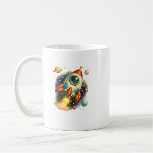 Retro-Weltraum-Raketenstart-Keramik-Kaffeetasse Kaffeetasse