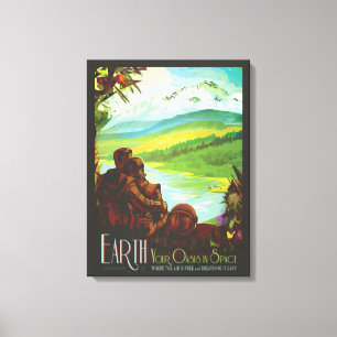 Retro-Weltraum-Reiseposter - Eine Erdforschungsmis Leinwanddruck