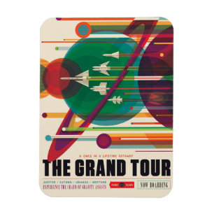 Retro-Weltraum-Reiseposter - Grand Tour Sonnensyst Magnet