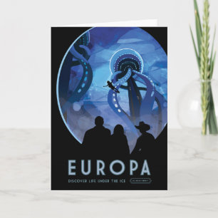 Retro-Weltraum-Reiseposter - Jupiters Mond Europa. Karte