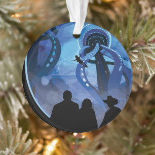 Retro-Weltraum-Reiseposter - Jupiters Mond Europa. Ornament