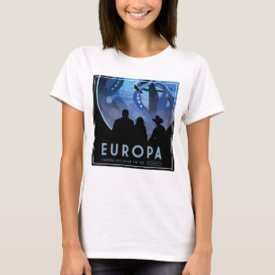 Retro-Weltraum-Reiseposter - Jupiters Mond Europa. T-Shirt