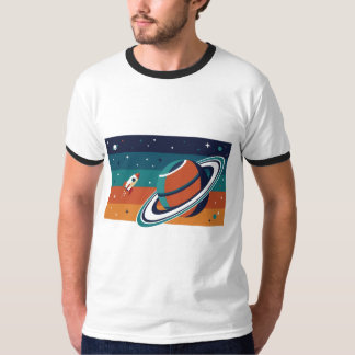 Retro-Weltraum-Reiseposter Ringplanet T-Shirt