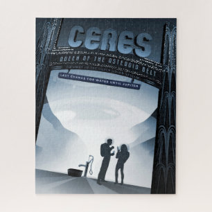 Retro-Weltraum-Reiseposter-Zwergplanet Ceres. Puzzle