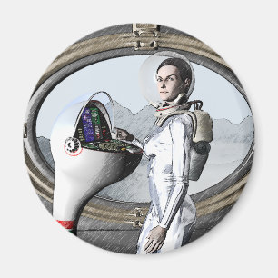 Retro-Weltraumgirl Magnet