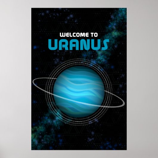Retro Weltraumkunst mit dem Planeten Uranus Poster (Vorne)