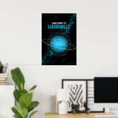 Retro Weltraumkunst mit dem Planeten Uranus Poster (Heimbüro)