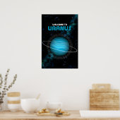 Retro Weltraumkunst mit dem Planeten Uranus Poster (Küche)