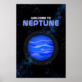 Retro Weltraumkunst mit Planet Neptune Poster