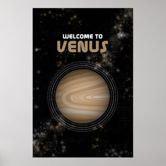 Retro Weltraumkunst mit Planet Venus Poster