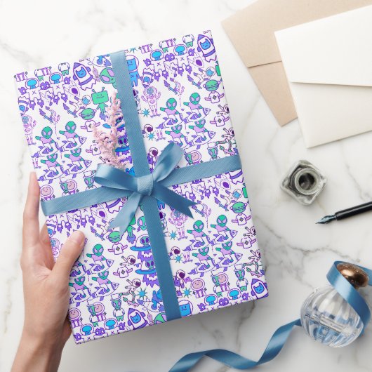 Retro Weltraummuster Geschenkpapier (Schenken)