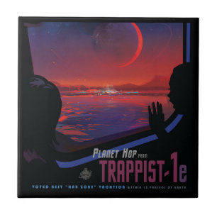 Retro-Weltraumplakat - Betrachter beobachten Trapp Fliese