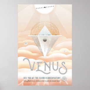 Retro Weltraumplakat-Sternwarte im Sonnensystem Poster