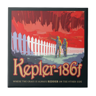 Retro-Weltraumplakat von Kepler-186f. Fliese