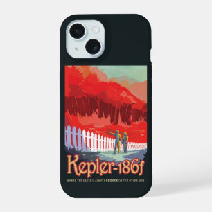 Retro-Weltraumplakat von Kepler-186f. iPhone 15 Hülle