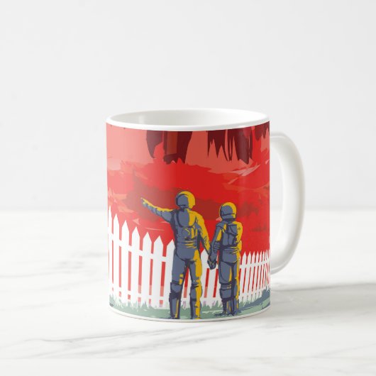 Retro-Weltraumplakat von Kepler-186f. Kaffeetasse (VorderseiteRechts)
