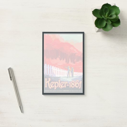 Retro-Weltraumplakat von Kepler-186f. Post-it Klebezettel (Büro)
