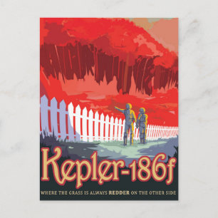 Retro-Weltraumplakat von Kepler-186f. Postkarte