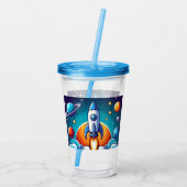 Retro, Weltraumrakete Acryltrinkbecher (Rückseite)