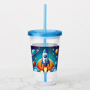 Retro, Weltraumrakete Acryltrinkbecher