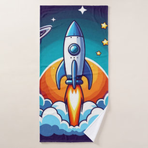 Retro, Weltraumrakete Badehandtuch