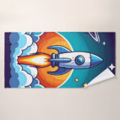 Retro, Weltraumrakete Badehandtuch (Badehandtuch)