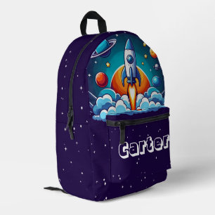 Retro, Weltraumrakete Bedruckter Rucksack