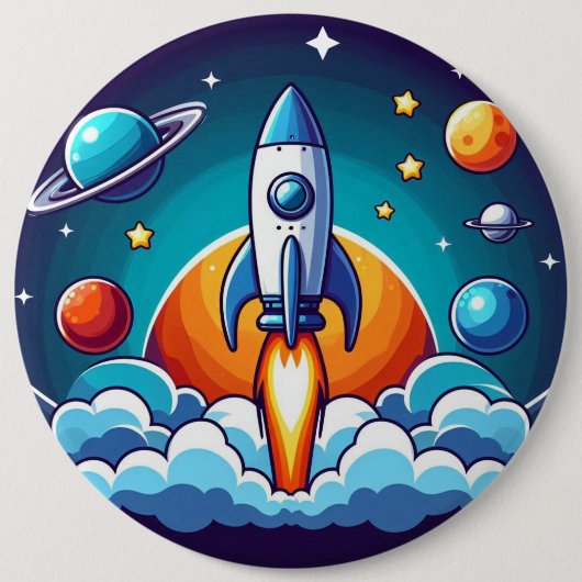 Retro, Weltraumrakete Button (Vorderseite)