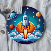 Retro, Weltraumrakete Button (Beispiel)
