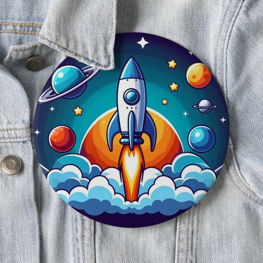 Retro, Weltraumrakete Button (Beispiel)