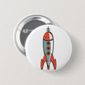 retro Weltraumrakete Button (Vorne & Hinten)