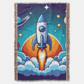 Retro, Weltraumrakete Decke (Vorderseite Vertikal)