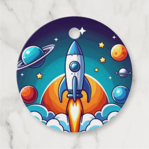 Retro, Weltraumrakete Geschenkanhänger