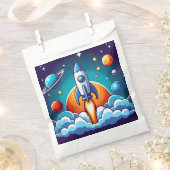 Retro, Weltraumrakete Geschenktütchen (Ausgeschnitten)