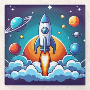 Retro, Weltraumrakete Glasuntersetzer