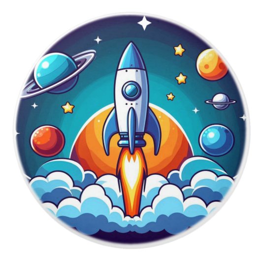 Retro, Weltraumrakete Keramikknauf (Vorderseite)