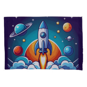 Retro, Weltraumrakete Kissenbezug