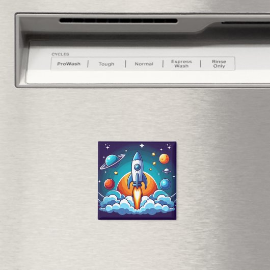 Retro, Weltraumrakete Magnet (In Situ (Geschirrspüler))